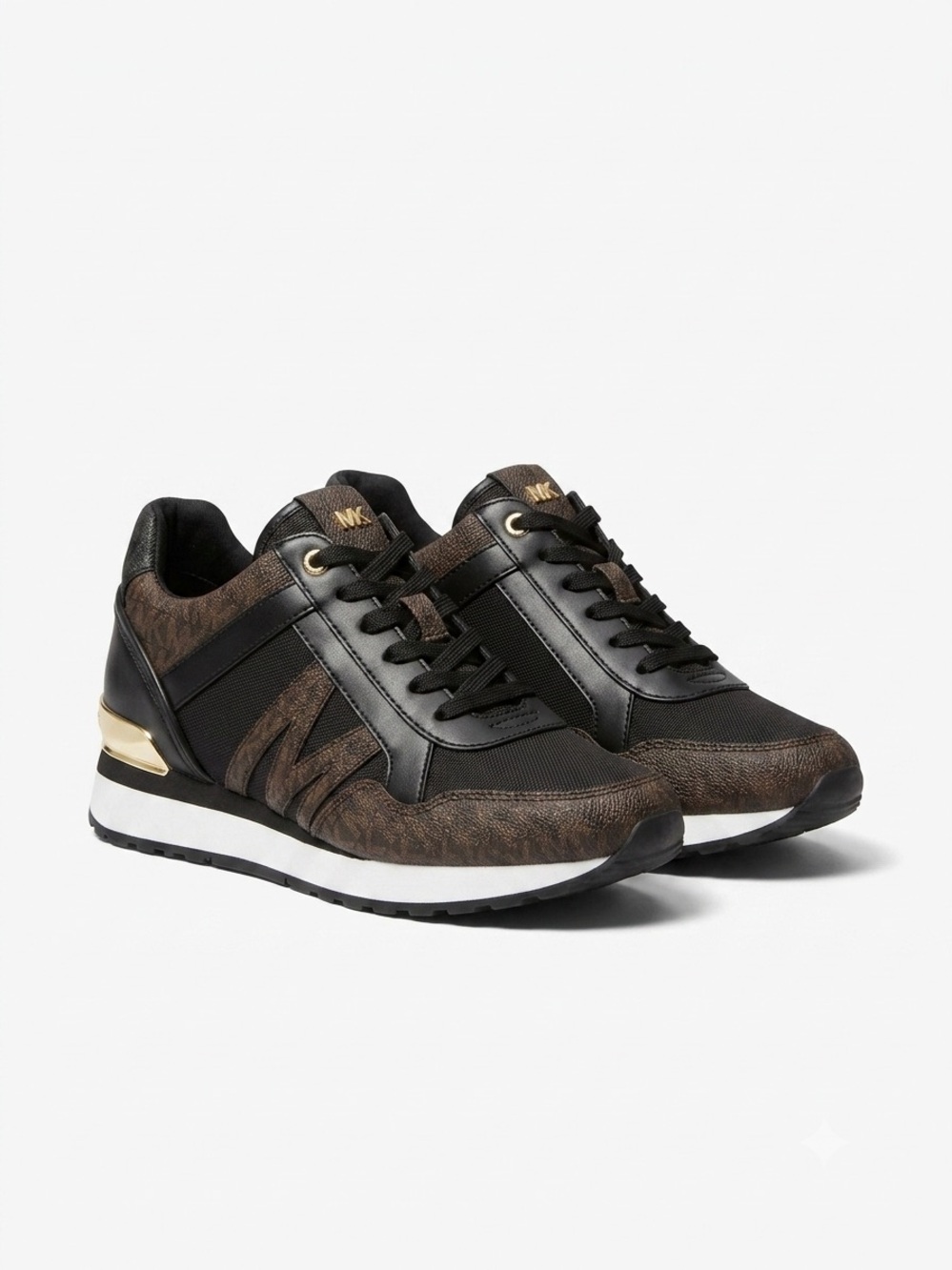 MICHAEL Michael Kors Brown and Black Logo-Accent Wedge Sneakers